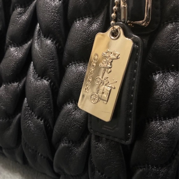 RARE COACH Madison gathered leather Chevron black shoulder bag - Picture 8 of 11